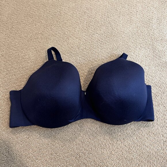 Cacique Bra Lightly Lined Smooth Balconette Navy Underwire Full Coverage 46F DDD - Picture 1 of 10